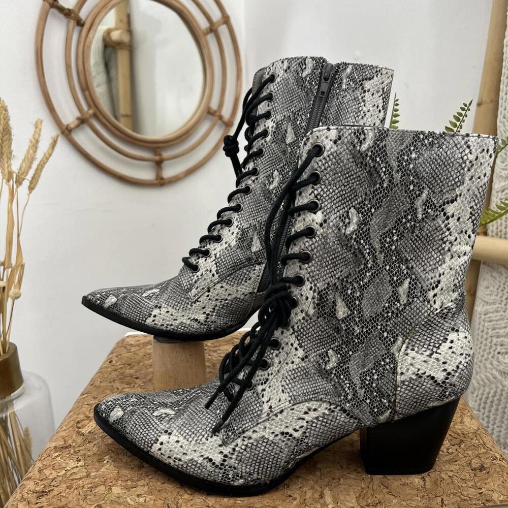 Free People X Coconuts Snake Skin Cowboy Boots